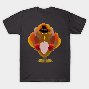 Turkey Face & Running Pilgrim Trot Funny Gift T-Shirt